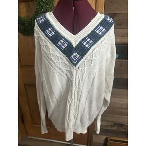 Vintage American Eagle Sweater Mens Extra Large White V Neck Sweater